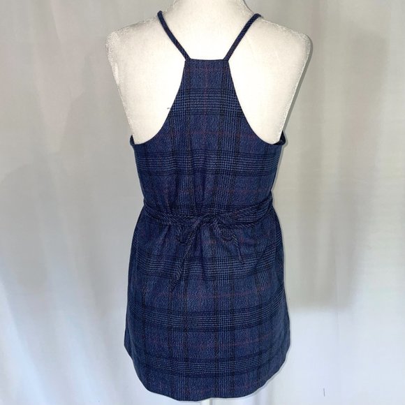 New Banana Republic Plaid Sleeveless Tie Waist Apron Top Navy Blue Size XS - Picture 5 of 16